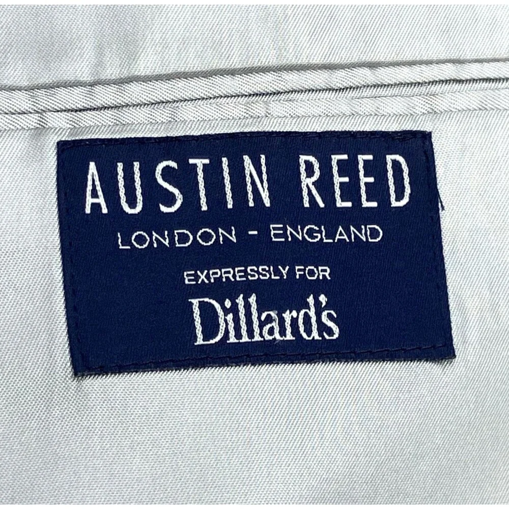 Austin Reed London Suit Chalk Stripe Blue 44 Imported Wool USA Dillards Career